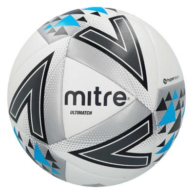 Mitre voetbal Ultimatch polyurethaan wit/zilver/blauw