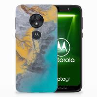 Motorola Moto G7 Play TPU Siliconen Hoesje Marble Blue Gold