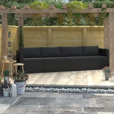 vidaXL 4-delige Loungeset met kussens poly rattan zwart vidaXL 4-delige Loungeset met kussens poly rattan zwart