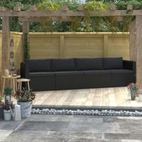 vidaXL 4-delige Loungeset met kussens poly rattan zwart