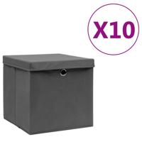 vidaXL Opbergboxen met deksels 10 st 28x28x28 cm grijs