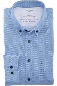 OLYMP Luxor 24/Seven Dynamic Flex Modern Fit Jersey shirt blauw/wit, Motief