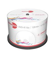 PRIMEON DVD+R 4,7 GB/120 Min/16 x Cakebox (50 Disc), foto-on disc oppervlak, inkjet fullsize printtable