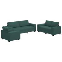 vidaXL 3-delige Loungeset met kussens stof donkergroen, bank, zitbank, relaxbank, bank comfort, tv-stoel, vrije tijd fauteuil, fauteuil, stoffen bank