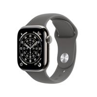 Apple Watch Series 11 GPS + Cellular 42 mm Smartwatch met kast van leisteen titanium, zwart sportbandje (M/L). Slaapscore, conditie bijhouden, gezondheid monitoren, Always‑On display, waterbestendig