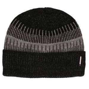 Zwarte/grijze gebreide beanie muts voor volwassenen