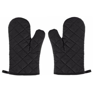 2x Zwarte ovenwanten/ovenhandschoenen keukentextiel