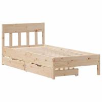 vidaXL Bedframe met hoofdbord massief grenenhout 100x200 cm, bed, bed ombouw, eenpersoonsbed, bedbodem, slaapkamermeubel, 1 persoonsbed
