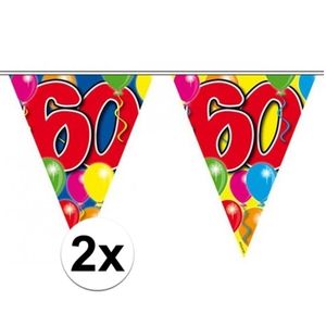 2x Leeftijd vlaggenlijnen 60 jaar 10 meter