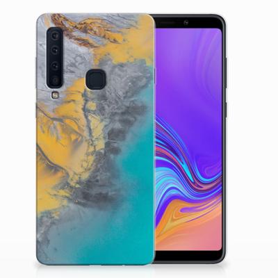 Samsung Galaxy A9 (2018) TPU Siliconen Hoesje Marble Blue Gold Samsung Galaxy A9 (2018) TPU Siliconen Hoesje Marble Blue Gold
