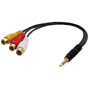 Lindy 35539 composiet videokabels 0,25 m 3.5mm 3 x RCA Zwart