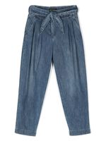 Dolce & Gabbana Kids pantalon ceinturé à patch logo - Bleu