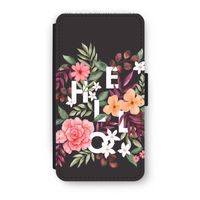 Hello in flowers: iPhone XS Flip Hoesje - thumbnail