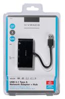 Vivanco USB 3.2 Gen 1 (USB 3.0) Adapter [4x RJ45-bus, USB 3.2 Gen 1 bus A (USB 3.0) - 1x USB 3.2 Gen 2 stekker A (USB 3.1)] 39638 10.00 cm - thumbnail