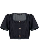 tout a coup blouse crop à manches bouffantes - Bleu