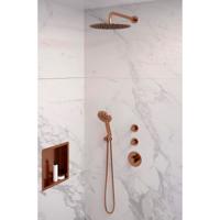 Regendoucheset 20 Inbouw Muur Brauer Copper Edition 30cm Rond Geborsteld Koper PVD 3 Greeps 3-weg Met Thermostaatkraan en Handdouche