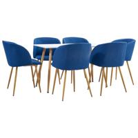 vidaXL 7-delige Eethoek stof blauw