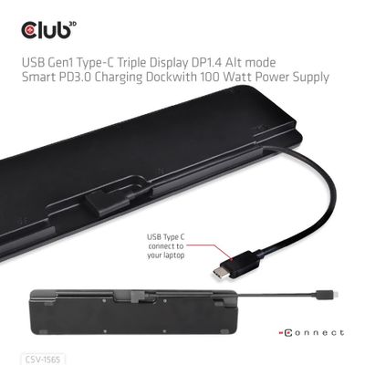 club3D 4K ChargingDock USB-C USB-C dockingstation Geschikt voor merk (dockingstation): Club 3D USB-C Power Delivery