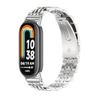By Qubix - Stalen schakelbandje - Zilver - Compatible met Xiaomi Smart Band 8 & 9 - Compatible Xiaomi bandje