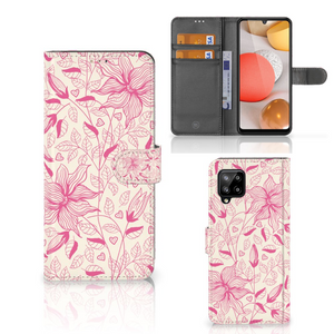 Samsung Galaxy A42 5G Hoesje Pink Flowers