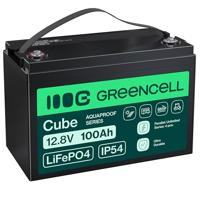 Green Cell Cube LifePO4 accu 100 Ah 12,8 V (1280 Wh) – lithium-ijzerfosfaatbatterij voor campers, boten, zonne-installaties, off-grid-systemen, met BMS, licht en veilig