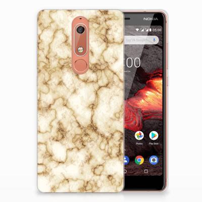 Nokia 5.1 (2018) TPU Siliconen Hoesje Marmer Goud Nokia 5.1 (2018) TPU Siliconen Hoesje Marmer Goud