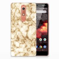Nokia 5.1 (2018) TPU Siliconen Hoesje Marmer Goud