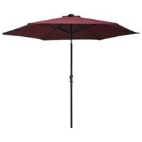 vidaXL Parasol met LED-verlichting en stalen paal 300 cm bordeauxrood