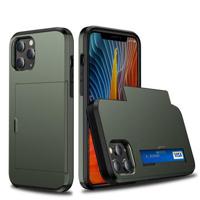 iPhone 12/12 Pro Hybrid Case with Sliding Card Slot - Army Green - thumbnail