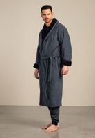 Blauwe badjas heren met luxe voering - fleece-xl