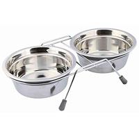 Trixie Eet op voeten twee anti-rammelaar kom set voor hond, 0,9 liter, verpakking van 6