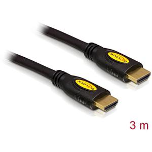 Delock 82454 HDMI-kabel HDMI Aansluitkabel HDMI-A-stekker, HDMI-A-stekker 3.00 m Zwart 4K UHD, Vergulde steekcontacten