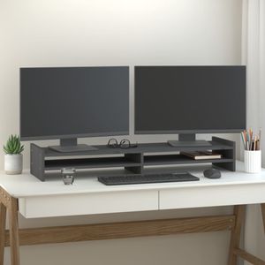 Monitorstandaard 100x27x15 cm massief grenenhout grijs