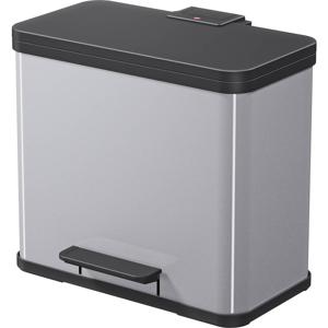 Hailo öko duo plus L 0630-220 Afvalbak 26 l Plaatstaal (b x h x d) 470 x 430 x 340 mm Zilver, Zwart Met voetpedaal 1 stuk(s)