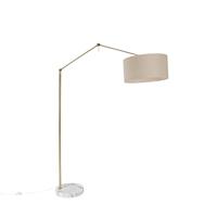 QAZQA - Design Vloerlamp goud met kap lichtbruin 50 cm verstelbaar - Editor | Woonkamer | Slaapkamer - Staal Langwerpig - E27 Geschikt voor LED - Max. 1 x 60 Watt