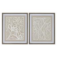 Home ESPRIT Canvas, wit, beige, urban plantenblad, 50 x 4 x 60 cm (2 stuks)