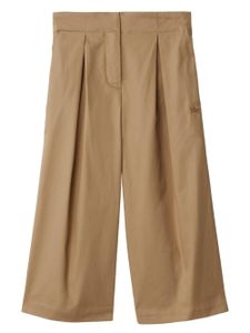 Burberry Kids pantalon en coton à design plissé - Marron