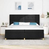vidaXL Boxspringbed met Matras Zwart 200 x 200 cm Stof - Koning Groot, Modern Meubilair, Comfortabel Ontwerp, Duurzaam Houten Frame, Slaapoplossing, Accessoireset, Verstelbare Bedden, Slaapkamerframes