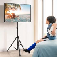 TV-Standaard in Hoogte Verstelbaar TV-Vloerstandaard voor 21-47 Inch Plasma/Lcd/Led-tv & Plat tot 35 kg Draagbaar 450 x 100 mm Zwart