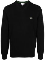 Lacoste logo-embroidered fine-ribbed jumper - Noir - thumbnail