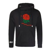 Rugby Vintage - Engeland Red & White Cross Neck Hoodie - Zwart - thumbnail