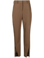 Balmain slit-detail wool tapered trousers - Marron