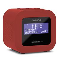 TechniSat TECHNIRADIO 40 - DAB+ Radiowekker (DAB, FM, wekker met twee instelbare wektijden, sleeptimer, snooze-functie, dimbaar LCD-display, USB-laadfunctie) rood