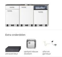 Kitchenette 180cm invl vaatwasser, wit opstelpoten RAI-885522 - thumbnail