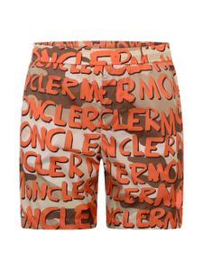 Moncler Enfant short de bain élastiqué à logo imprimé - Orange