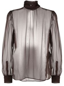 Saint Laurent blouse à col montant - Marron