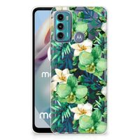 Motorola Moto G60 TPU Case Orchidee Groen - thumbnail