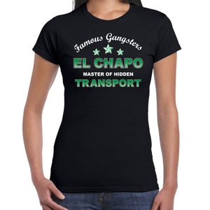 Famous gangster El Chapo tekst verkleed t-shirt  / kostuum zwart voor dames 2XL  -