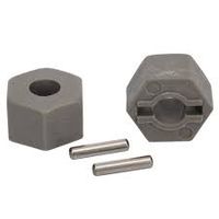 Wheel hubs, hex (tall offset, rustler/stampede front) (2)/ axle pins (2.5x12mm) (2)