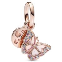 Pandora 782555C01 Hangbedel Butterfly & Quote zilver-emaille-zirconia rosekleurig-roze